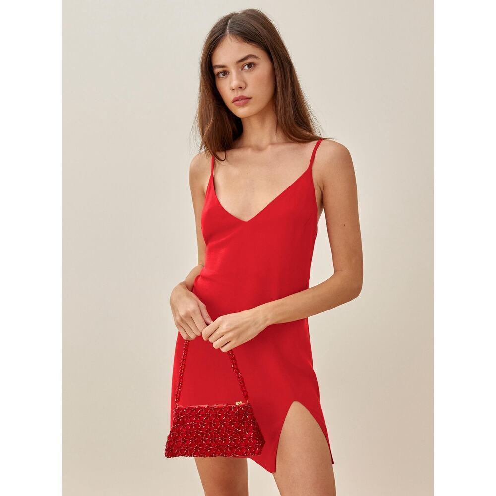 Reformation Marlowe Mini Dress Red Slip Dress Size Small